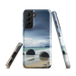 Moeraki Boulders coastal designer phone case with ocean waves and dramatic NZ sky