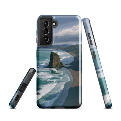 'Piha Beach' Samsung Galaxy S21 tough phone case - protective glossy case NZ Australia