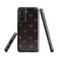 Midnight Bow seamless repeat pattern — pink hand-drawn ribbon bows and sparkle stars on a black background