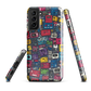 'Arcade' Samsung case, featuring a vibrant collage of hand-drawn controllers in bold, vintage-inspired colours. From electric blue and hot pink to classic black and yellow