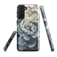 'Whisper' Samsung case features a stunning close-up of softly painted peony blooms in dreamy shades of ivory, grey, and smoky blue.