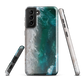 Ocean wave phone case with abstract beach design in teal and white, by NZ artist Ben Hart.