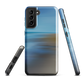 Ocean Breeze phone case with abstract blue and sandy tones inspired by sea and sky.