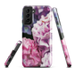 Designer phone case with pink and purple hydrangea floral artwork.