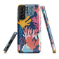 Colourful coral reef phone case design in pink, blue and yellow by NZ artist Ben Hart