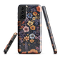 Phone case with colourful wildflowers on dark background, floral art design