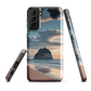 Phone case with Cathedral Cove beach and sunset scene, featuring soft skies and sea stack, by NZ artist Ben Hart.