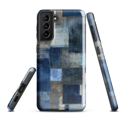 'Indigo Patchwork' Samsung Galaxy S21 Plus tough phone case - protective glossy case NZ Australia