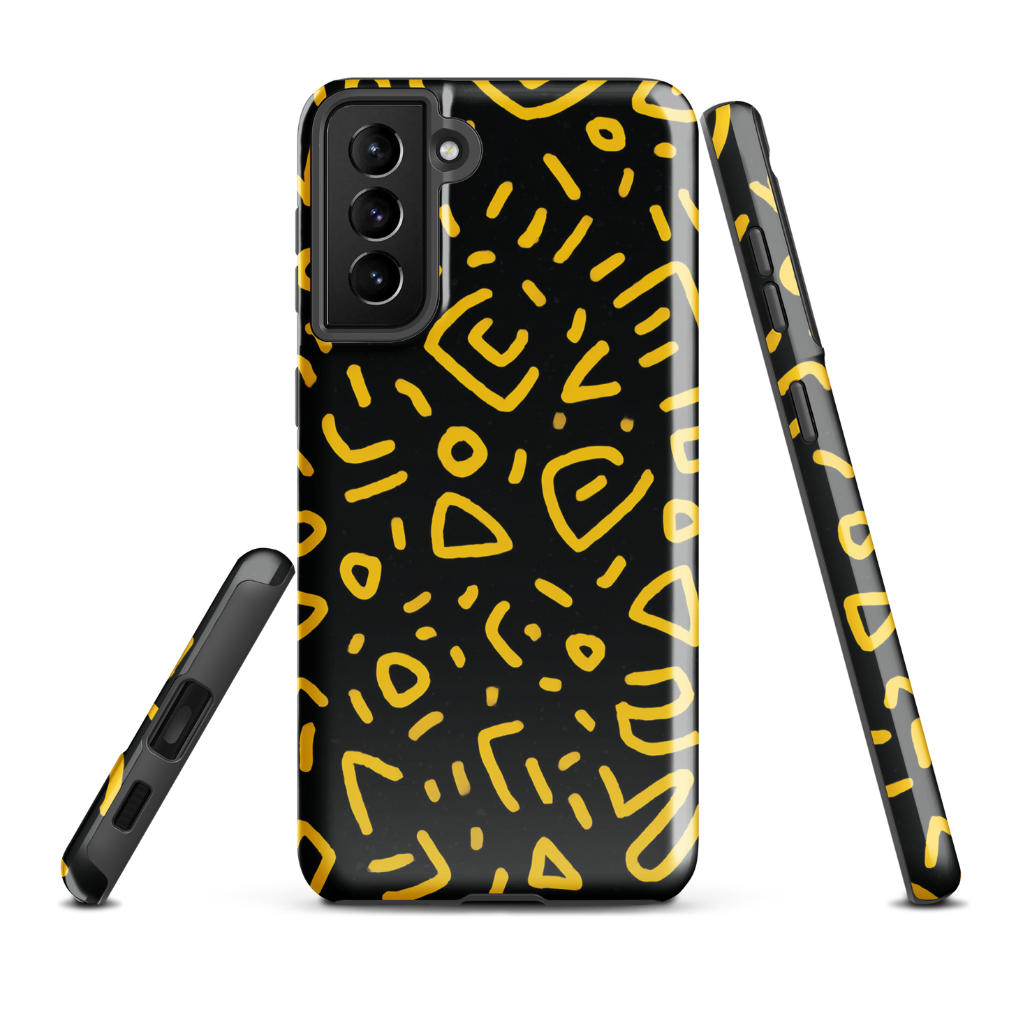 'Retro Scribbles' Samsung Galaxy S21 Plus tough phone case - protective glossy case NZ Australia