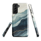 An elegant abstract phone case inspired by layered coastal forms in blue and teal tones.