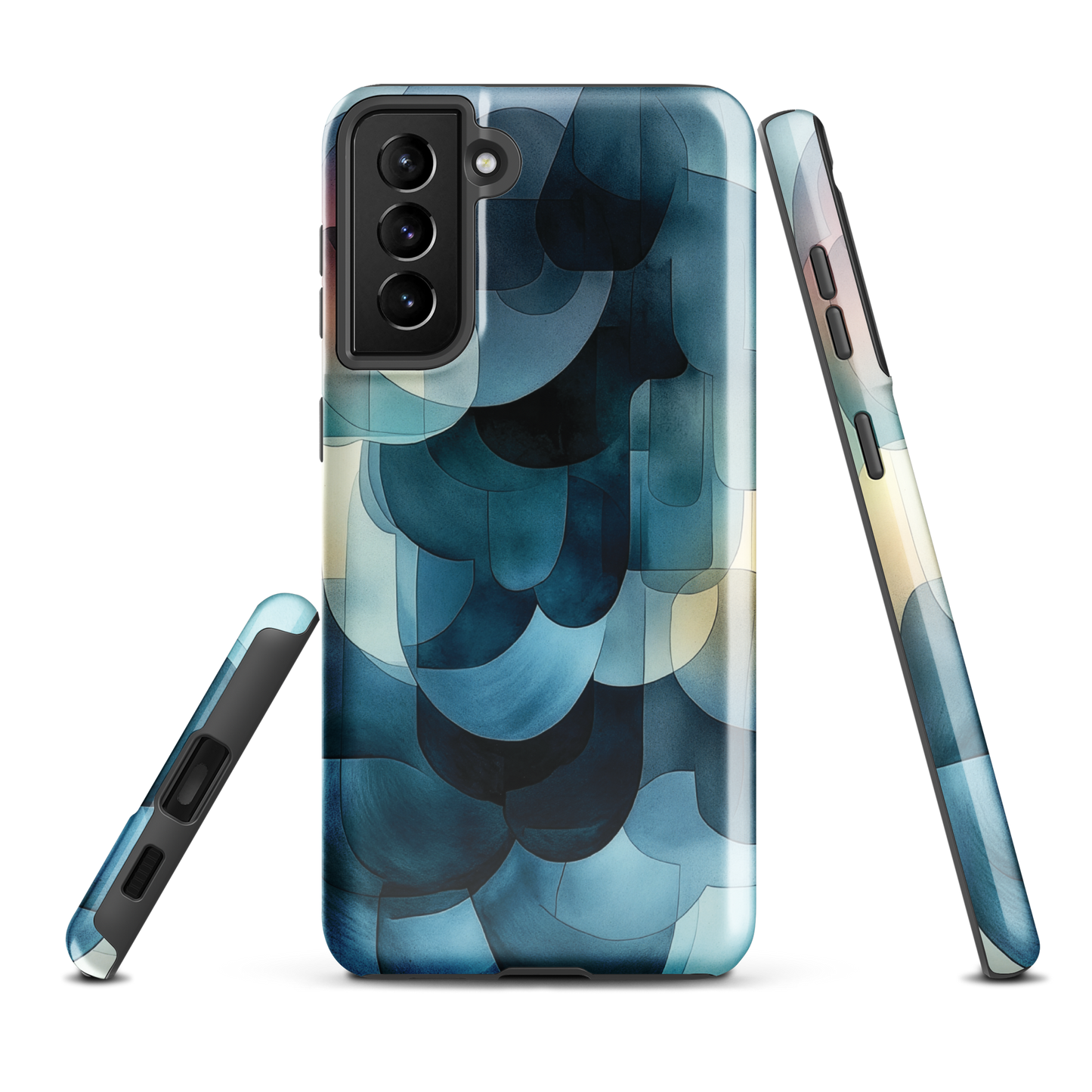 'Blue Forms' Samsung Galaxy S21 Plus tough phone case - protective glossy case NZ Australia