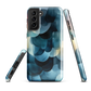 A modern abstract phone case featuring layered blue forms and soft flowing shapes.