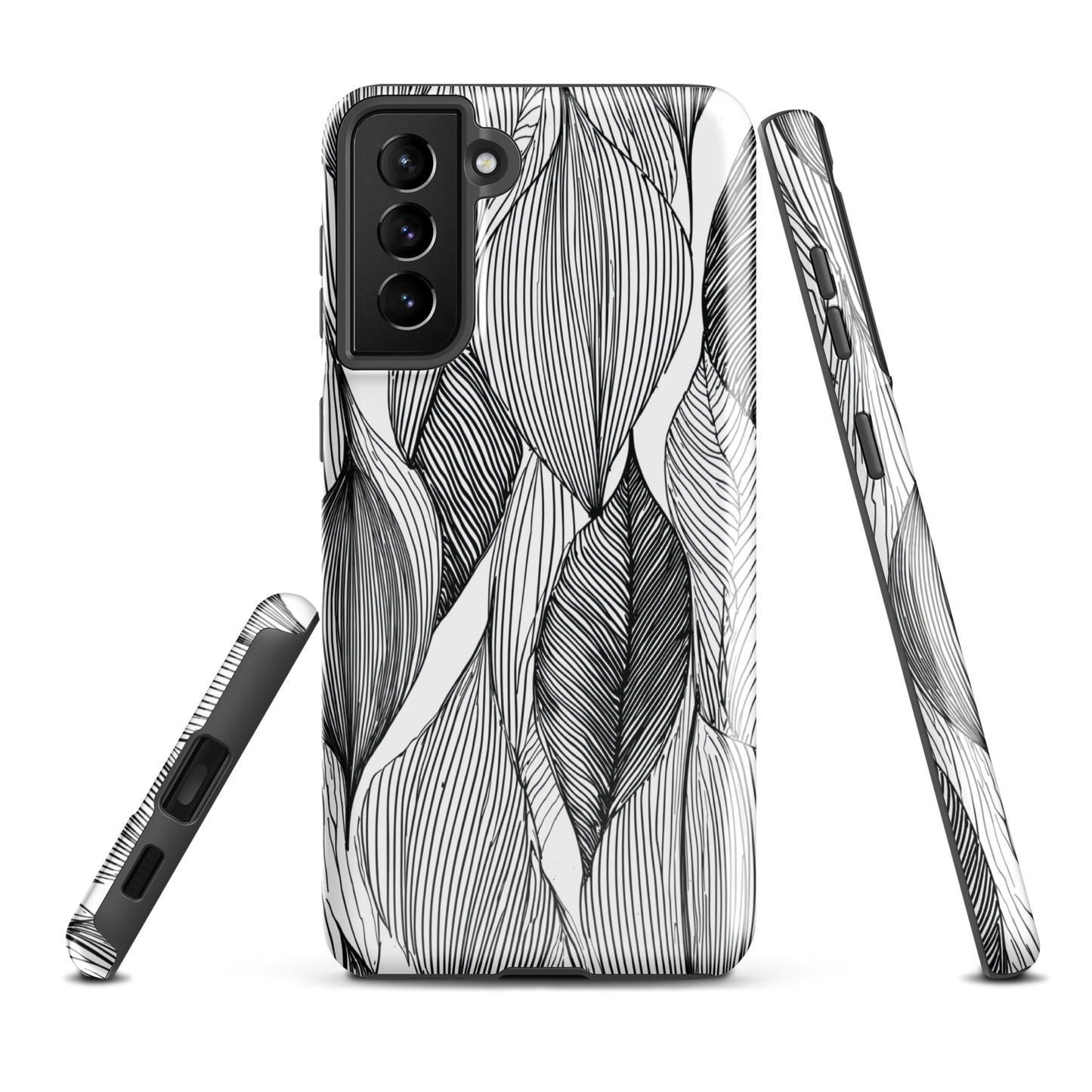 'Botanical Lines' Samsung Galaxy S21 Plus tough phone case - protective glossy case NZ Australia