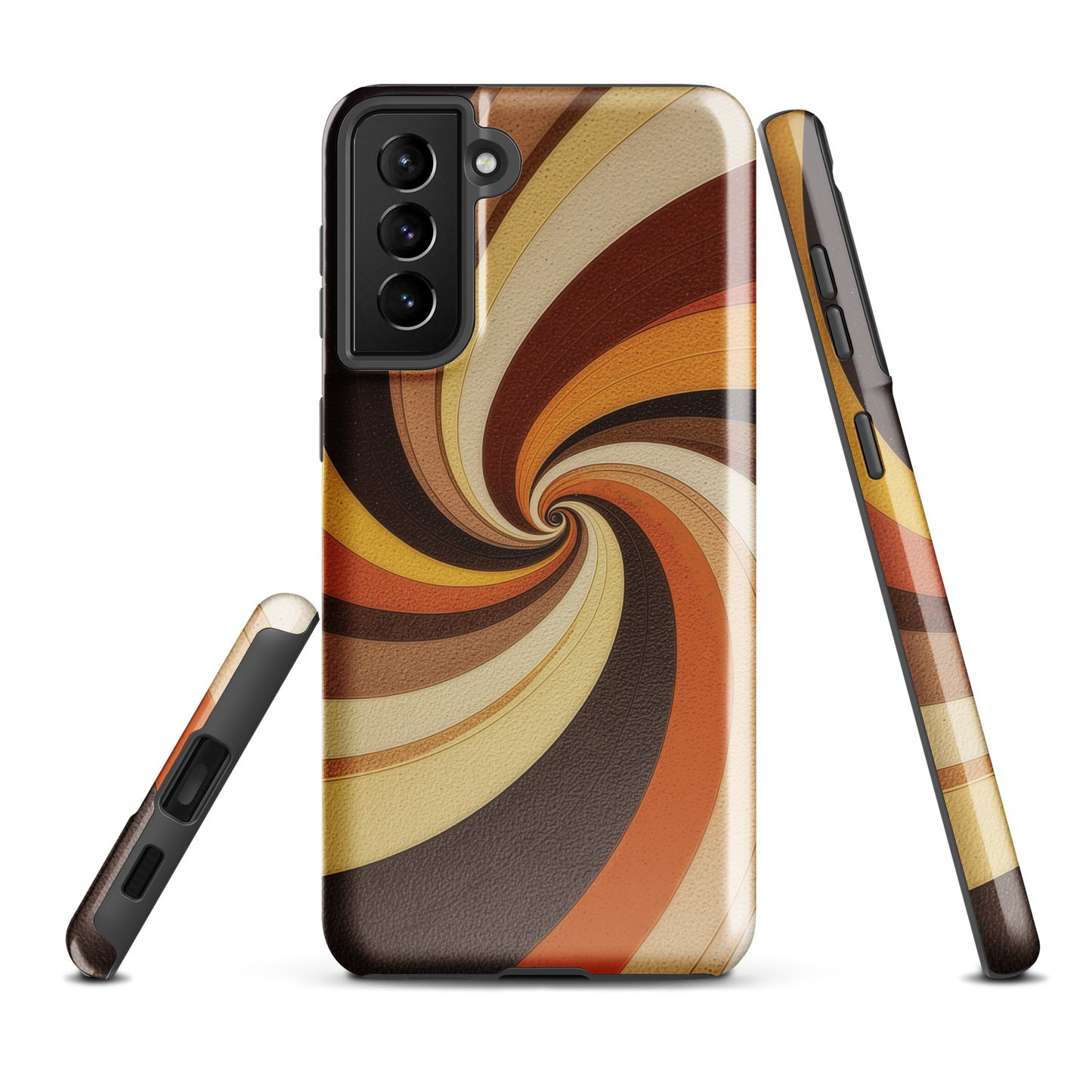 'Golden Swirl' Samsung Galaxy S21 Plus tough phone case - protective glossy case NZ Australia