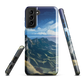 Te Mata Peak designer phone case with Hawke’s Bay cliffs, rolling green hills and dramatic swirling sky