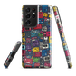 'Arcade' Samsung case, featuring a vibrant collage of hand-drawn controllers in bold, vintage-inspired colours. From electric blue and hot pink to classic black and yellow