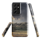 Designer phone case with NZ landscape painting of Te Hauke and cloudy skies by Ben Hart.