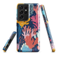 Colourful coral reef phone case design in pink, blue and yellow by NZ artist Ben Hart