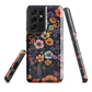 Phone case with colourful wildflowers on dark background, floral art design