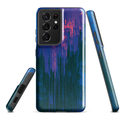 'Digital Glitch' Samsung Galaxy S21 Ultra tough phone case - protective glossy case NZ Australia