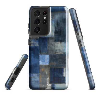 'Indigo Patchwork' Samsung Galaxy S21 Ultra tough phone case - protective glossy case NZ Australia