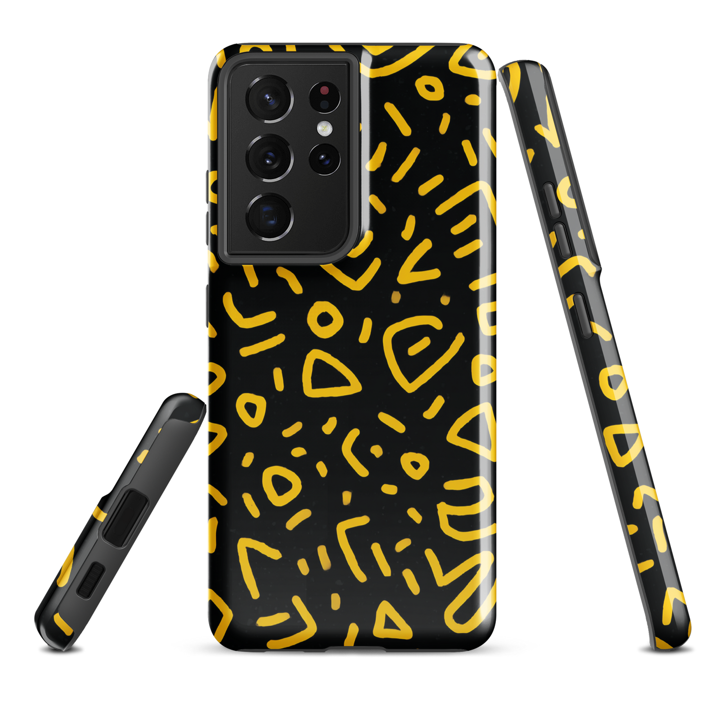 'Retro Scribbles' Samsung Galaxy S21 Ultra tough phone case - protective glossy case NZ Australia