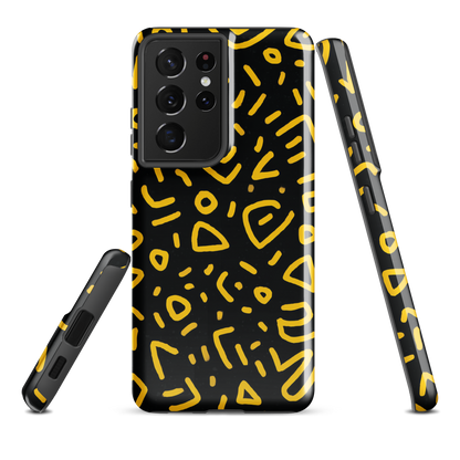'Retro Scribbles' Samsung Galaxy S21 Ultra tough phone case - protective glossy case NZ Australia