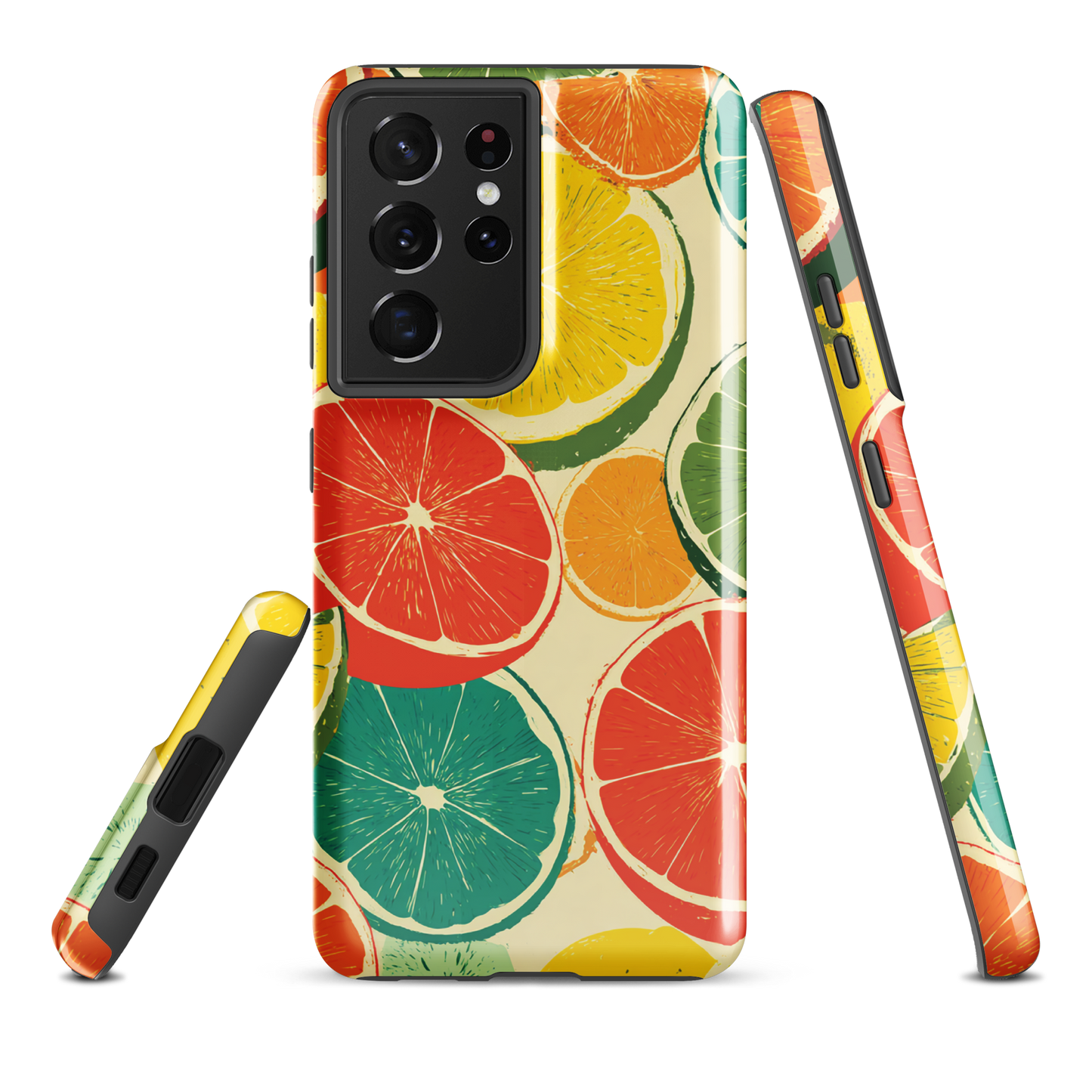 'Citrus Pop' Samsung Galaxy S21 Ultra tough phone case - protective glossy case NZ Australia
