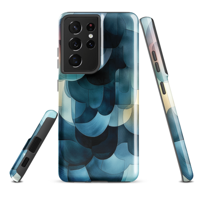'Blue Forms' Samsung Galaxy S21 Ultra tough phone case - protective glossy case NZ Australia