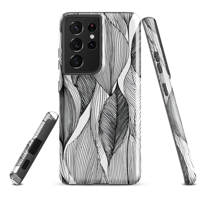 'Botanical Lines' Samsung Galaxy S21 Ultra tough phone case - protective glossy case NZ Australia