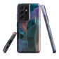 Ethereal abstract floral designer phone case in pastel pink, lilac and teal tones