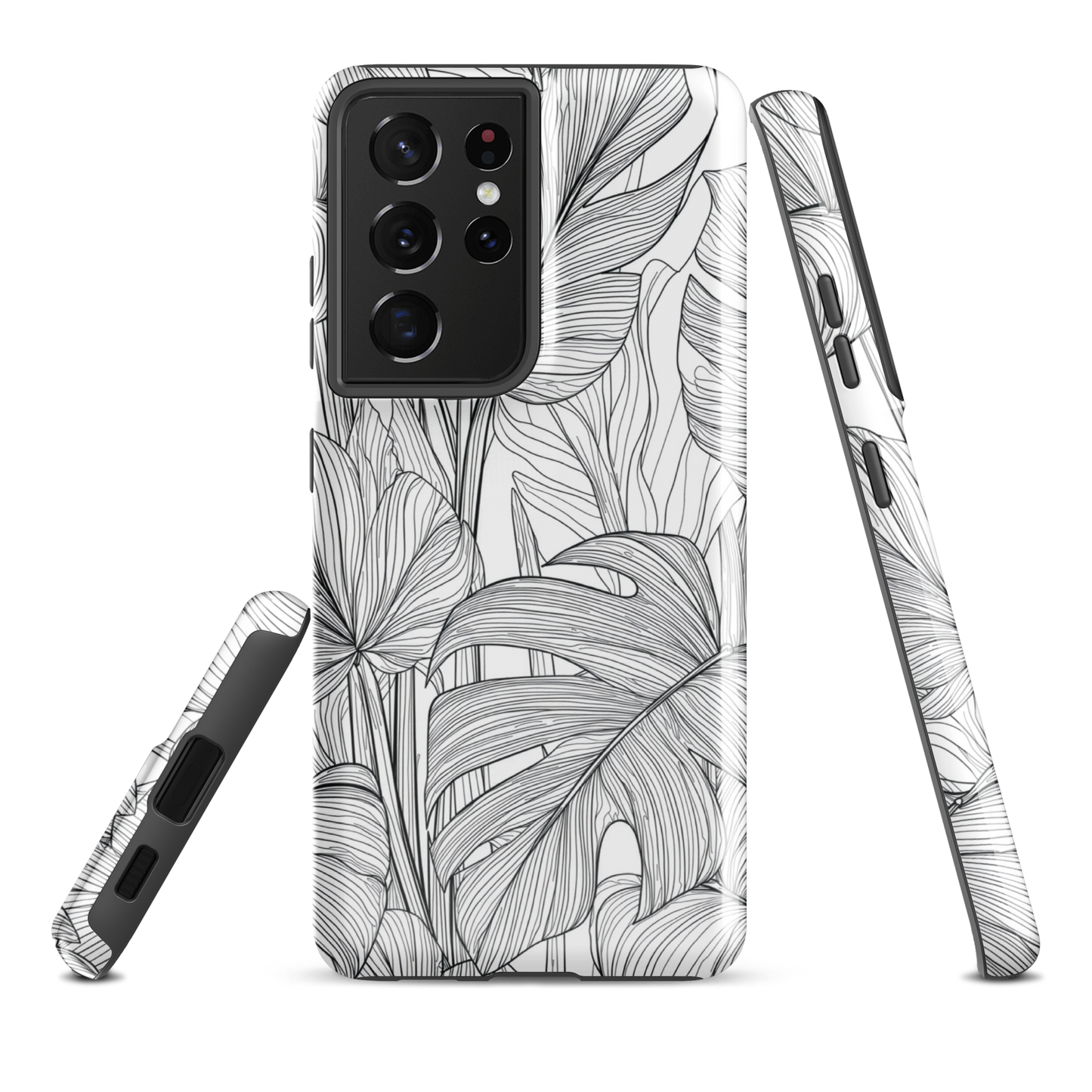 'Tropical Lines' Samsung Galaxy S21 Ultra tough phone case - protective glossy case NZ Australia