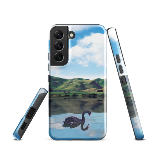 'Black Swan' Samsung Galaxy S22 tough phone case - protective glossy case NZ Australia