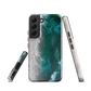 Ocean wave phone case with abstract beach design in teal and white, by NZ artist Ben Hart.