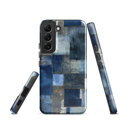 'Indigo Patchwork' Samsung Galaxy S22 tough phone case - protective glossy case NZ Australia