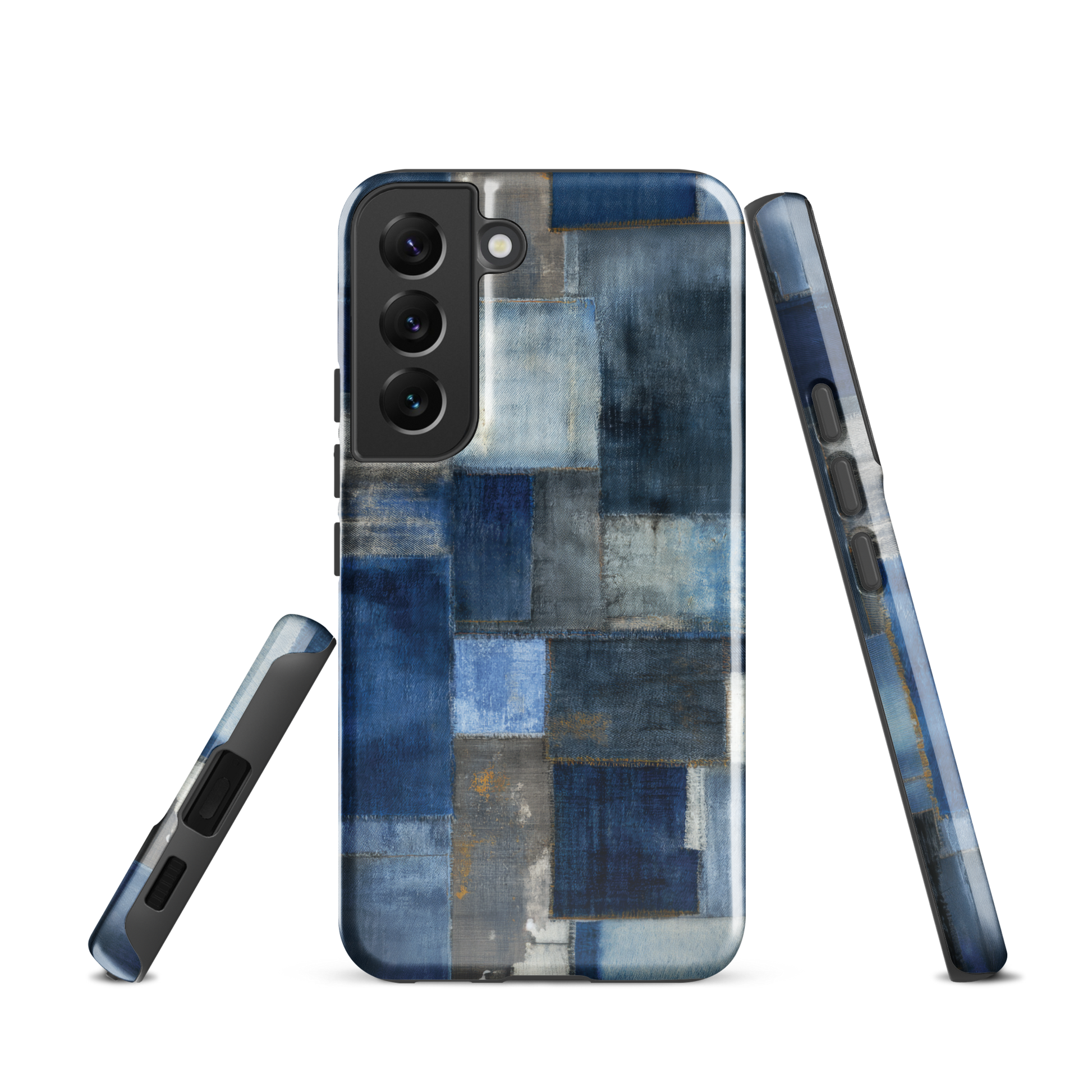 Indigo patchwork phone case | Textured blue design NZ