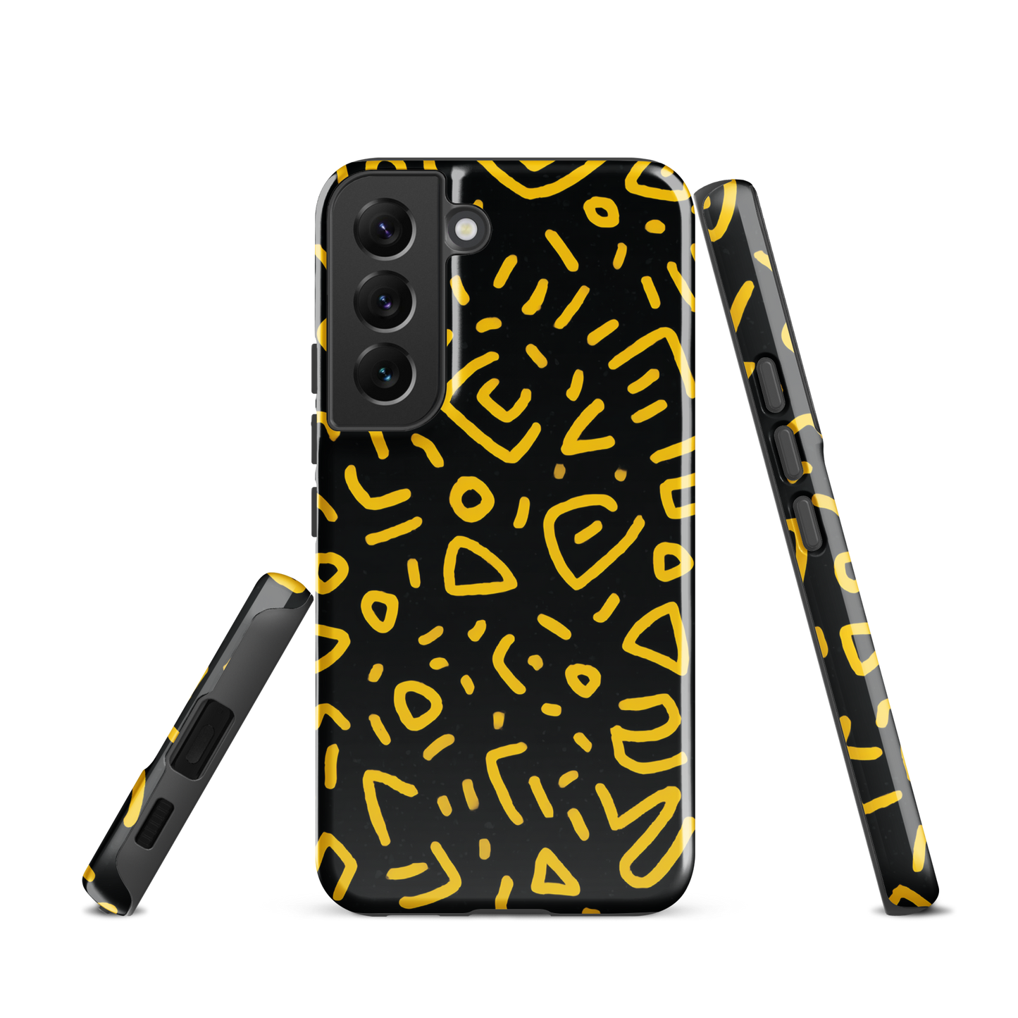 'Retro Scribbles' Samsung Galaxy S22 tough phone case - protective glossy case NZ Australia