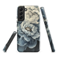 'Whisper' Samsung case features a stunning close-up of softly painted peony blooms in dreamy shades of ivory, grey, and smoky blue.