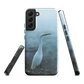 Phone case with a white heron standing in a misty wetland scene.
