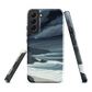 Phone case featuring moody Cape Kidnappers coastline with crashing waves and dark skies