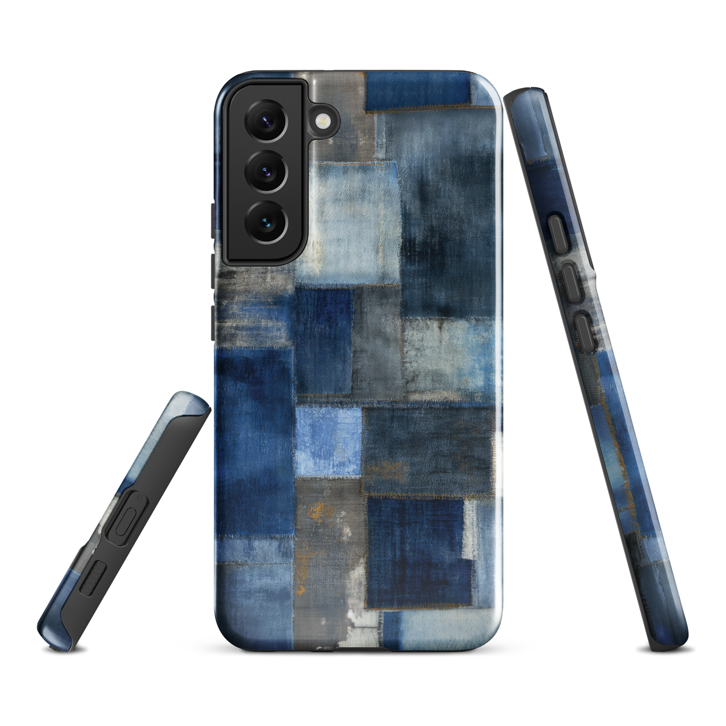 Indigo patchwork phone case | Textured blue design NZ