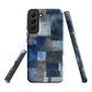 Indigo patchwork phone case | Textured blue design NZ