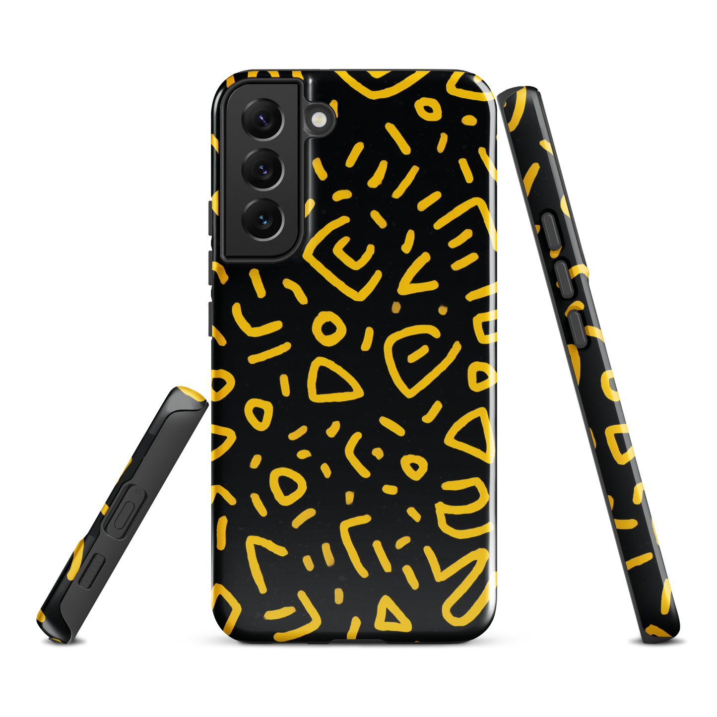 'Retro Scribbles' Samsung Galaxy S22 Plus tough phone case - protective glossy case NZ Australia