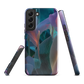 Ethereal abstract floral designer phone case in pastel pink, lilac and teal tones