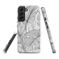 Minimal black and white tropical leaf designer phone case with detailed botanical line art