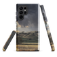 Designer phone case with NZ landscape painting of Te Hauke and cloudy skies by Ben Hart.