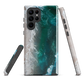 Ocean wave phone case with abstract beach design in teal and white, by NZ artist Ben Hart.