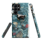 Washed Away designer phone case with abstract river stone artwork in earthy blues and natural tones.
