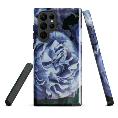 'Blue Rose' Samsung Galaxy S22 Ultra tough phone case - protective glossy case NZ Australia