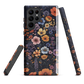 Phone case with colourful wildflowers on dark background, floral art design